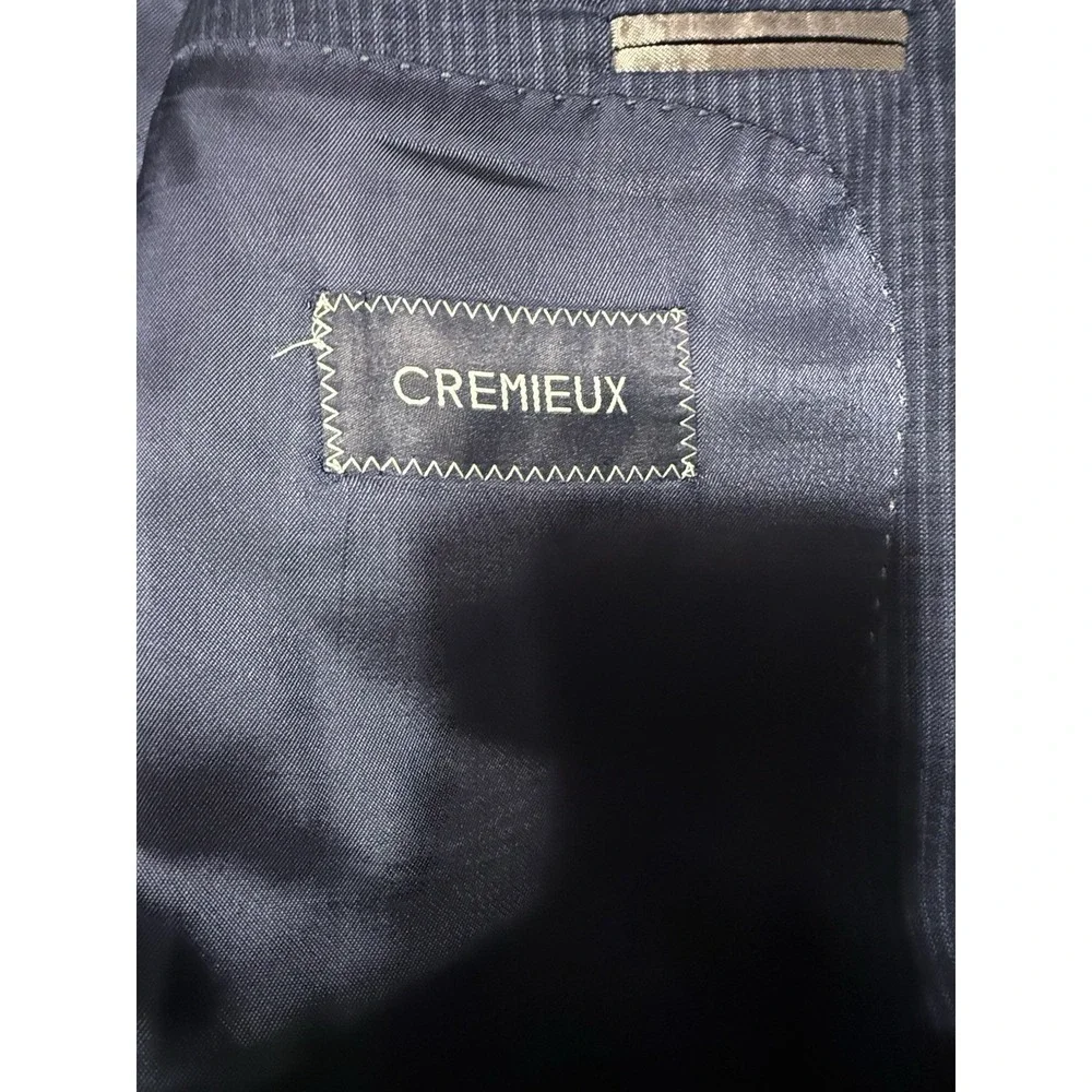 Loro Piana On The Move Performance Suite Navy Stripe‎ Wool Silk 46L 40W Cremieux